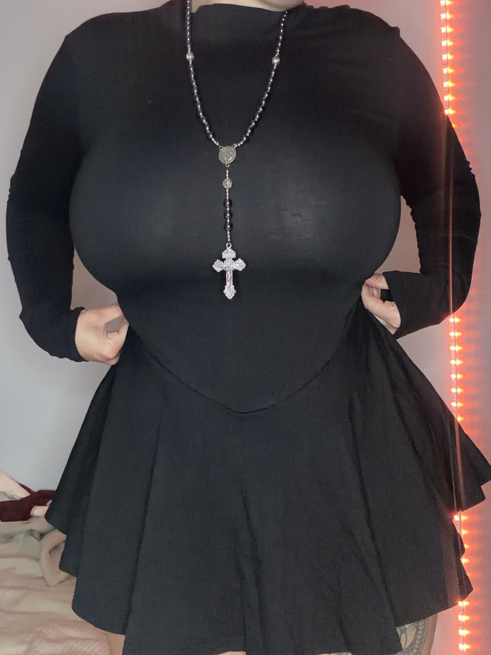 Current Mood Black Long-Sleeve Flared Mini Dress
